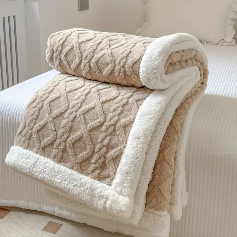 Double-Sided Fleece Bed Throw Blanket
