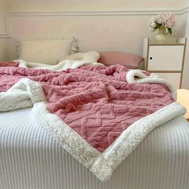 Double-Sided Fleece Bed Throw Blanket