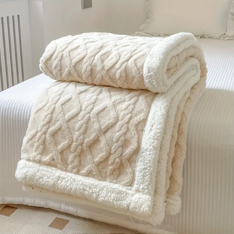 Double-Sided Fleece Bed Throw Blanket