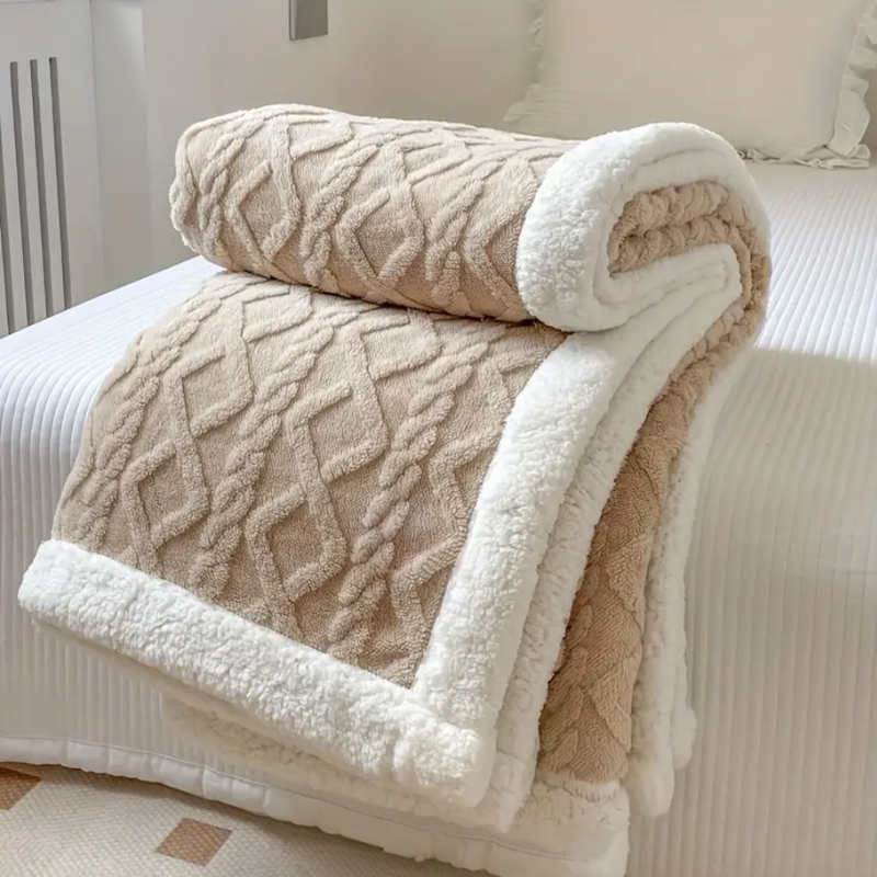 Double-Sided Fleece Bed Throw Blanket